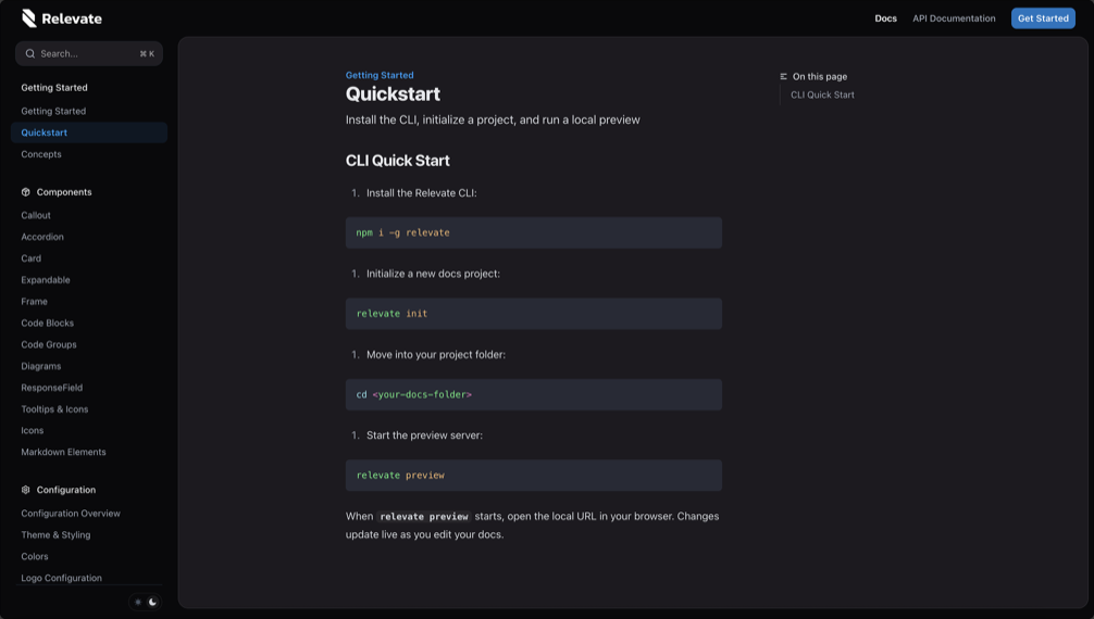 Relevate Documentation Preview
